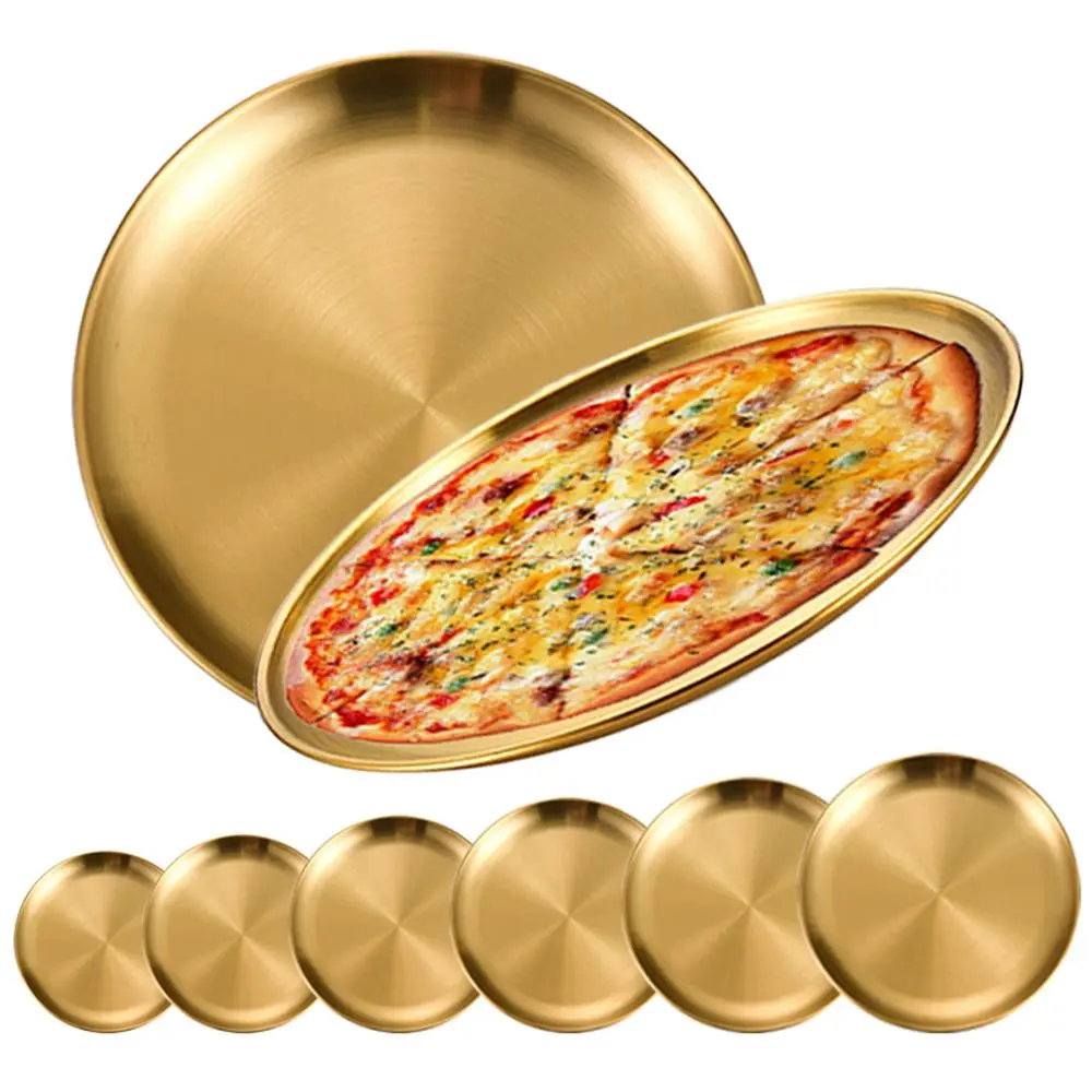 Stainless Steel Dinner Plate, 2 Counts/set Round Dinner Plate, Durable Luxury Matte Finish Dishwasher Safe Plate for Home, Outdoor, Camping, Snack & Barbecue, Camping Kitchenware, Camping Supplies, Camping Dishes, Camp Cooking