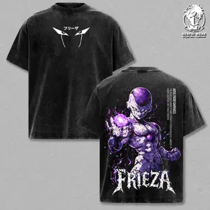 Frieza Final Form DBZ Vintage Washed Oversized Anime Shirt, Purple Energy Villain Graphic Tee, Heavyweight Cotton Streetwear, Unisex Gift for Anime Fans, Gym Pump Cover