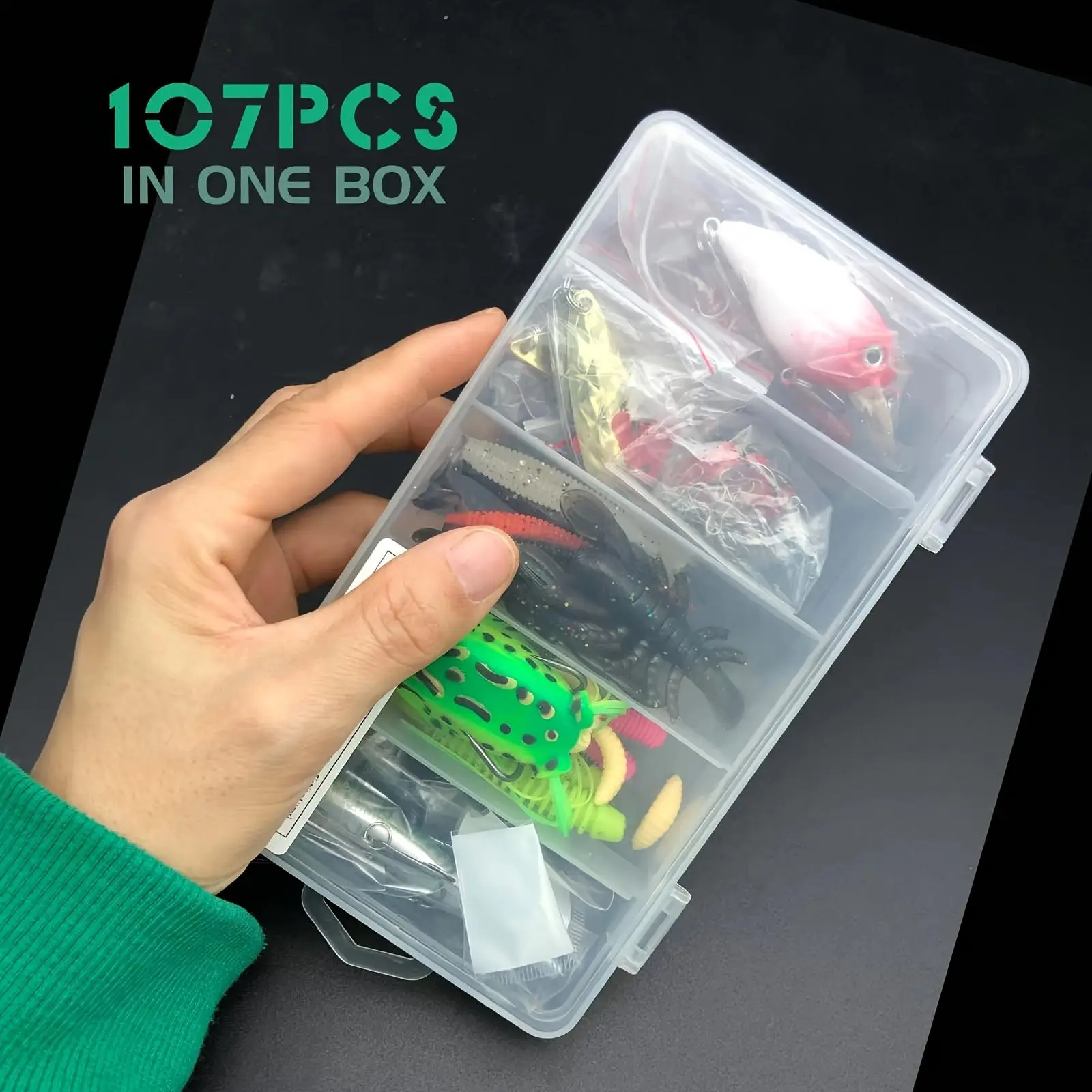 Men's Freshwater Bass Fishing Lure Set Gift, Artificial Bait Kit, Hard Bait Set, Fishing Lure Storage Box Tackle, Includes Wobblers, Spoon Lures, Fish Hooks and Other Accessories