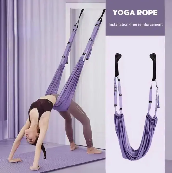 Stretch Bands for Exercise Aerial Yoga Strap for Home Back Bend & Waist Stretching Training No-Install Door Hang Inversion Trainer Resistance Bands for Flexibility Core Strength Pilates Yoga Equipment Stretching Gear for Women Men, Elastic Training Band