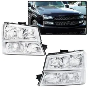 Fit For Chevy Silverado 2003-2006 Chrome Clear Headlights & Signal Bumper Lamps