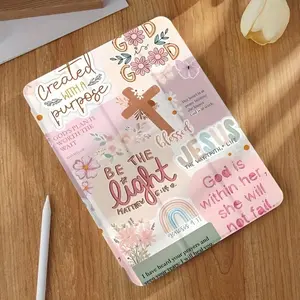 1PC Inspirational Floral & Scripture Pattern Tri-Fold Flip Stand Tablet Case with Pen Slot & Shockproof Protection for iPad 10th/11th Gen, iPad 10.2-inch, iPad Pro 11-inch (2021/2020), Galaxy Tab S9 FE+ 12.4-inch | Minimalist Cute Lightweight Smart Cover