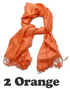 Women Pashmina Wool Feel Silky Classic Solid Wedding Shawl Scarf Stole Wrap Orange