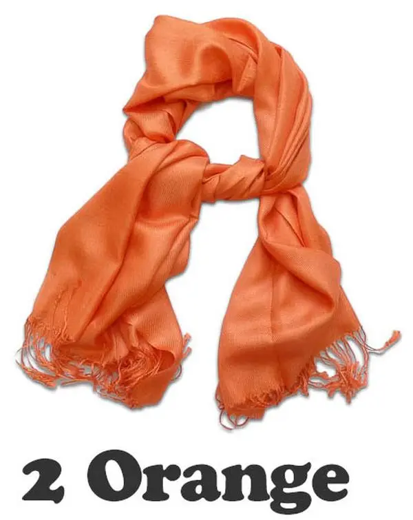 Women Pashmina Wool Feel Silky Classic Solid Wedding Shawl Scarf Stole Wrap Orange