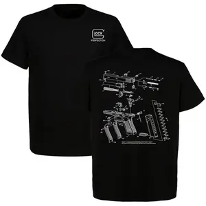 Menswear Glock Gen 5 Engineering Short-Sleeve Cotton T-Shirt - Casual Tactical Apparel with Hem, Full Colour Classic American Style Gift for Dad