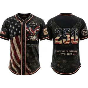 USA 250th Anniversary Baseball Jersey for Men Women, Patriotic 1776-2026 American Flag Button Down Shirt