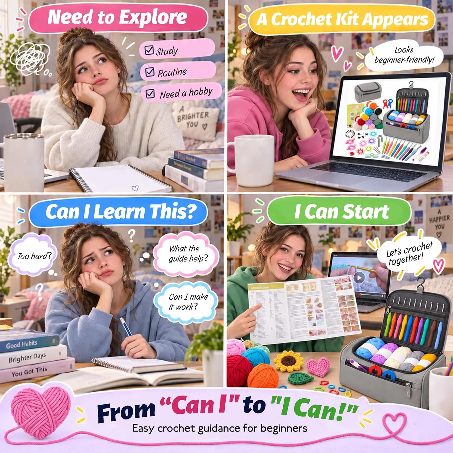 Joyclub Crochet Kit for Beginners Adults, Beginner-Friendly, Complete Set
