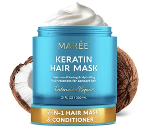 Hair Mask MARÉE – Keratin Repair, Purple Blonde Toner, 10-in-1 Hydration & Argan Oil – Smooth Frizz, Repair Damage, Tone Blonde, Deeply Hydrate – 10 oz