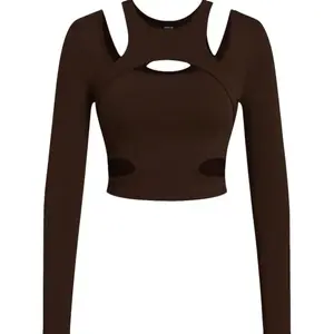 SHEIN women's petite cutout Slim-fitting workout casual crop top tee