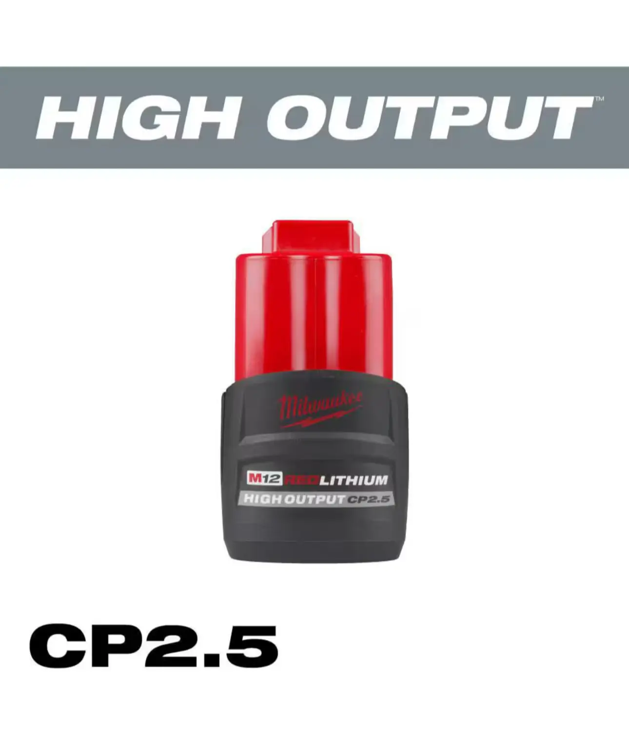 Milwaukee M12 Lithium Ion High Output 2.5 Battery (48-11-2425) No Wraparound