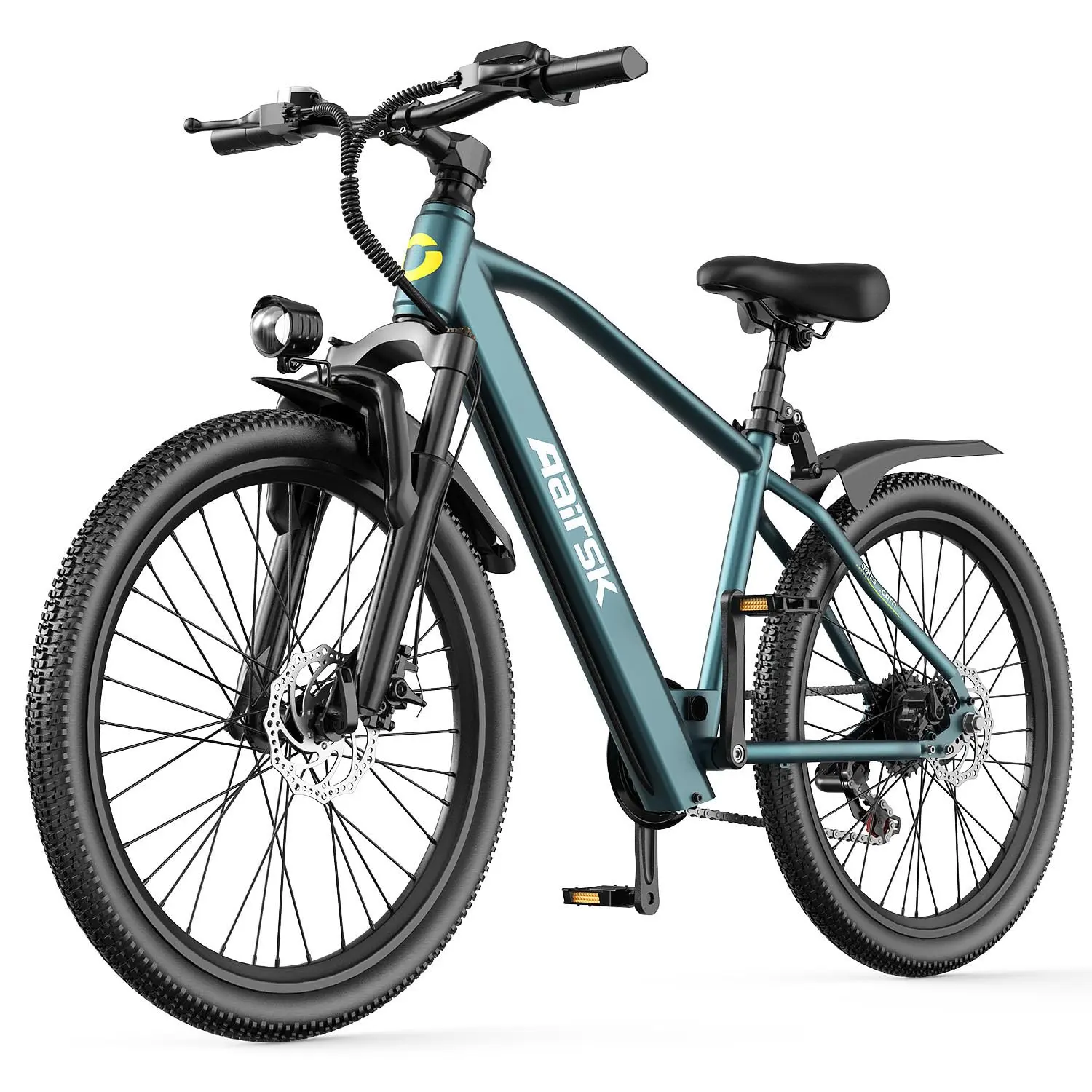GT300 26" Ebikes for Commuting, 250W Motor, 36V 10Ah Built-in Battery, 40 mi PAS Range, 15.5MPH Max Speed, Shimano 7-Speed, LCD Display with USB Port, Front Susp, Adjustable Seat, Disc Brakes, 330 lbs Capacity Mountain Bike, Light Trails