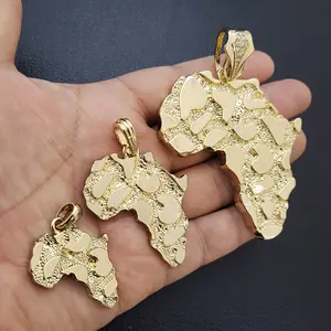 Hip Hop Style Gold Plated Golden Nugget Africa Map Bling Fashion Charm Pendant (3 SIZES)