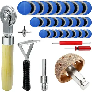 Tire Patch Kit Heavy Duty, Tire Repair Tools with Tire Patches, Inner Liner Scraper, Tire Patch Roller for Car Motorcycle Bike tractors