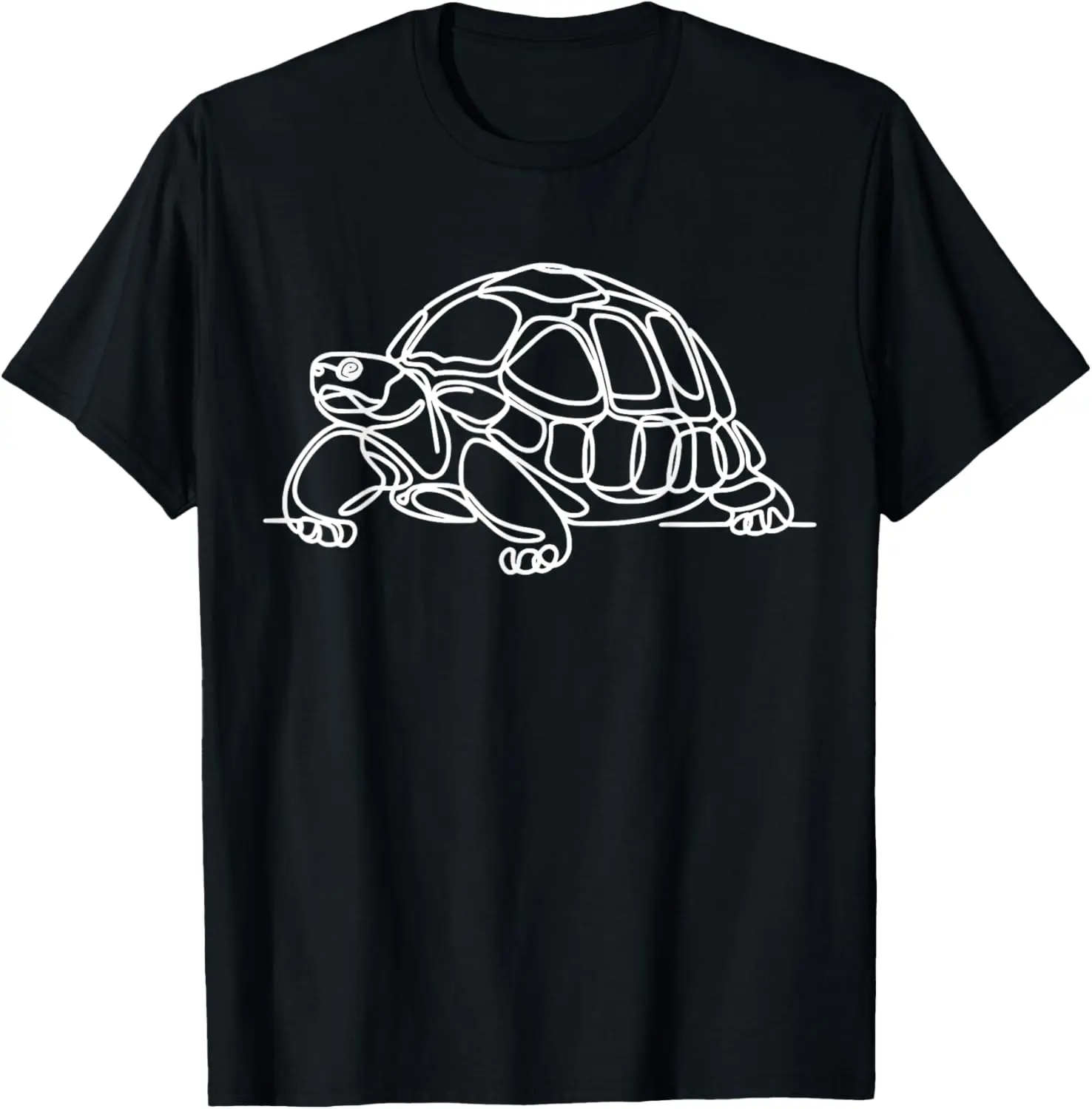 Women's 100% Cotton Casual Vintage Streetwear T-Shirt - Everyday Clothes, Short Sleeve, Round Neck, Russian Tortoise Line Art Graphic Top