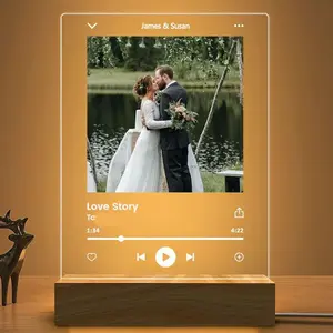 Custom Music Photo Night Light, Photo Frame Song Night Light Couples Gifts, Music Album Cover Night Light, Gift for Her, Valentines Gift