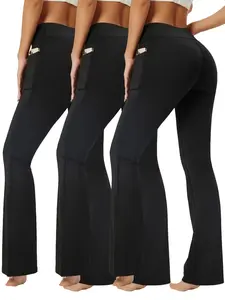 3-Pack Women Yoga Legging Flare Leg,With Phone Pockets,High Waisted Bootcut Yoga Pants,Butt Lifting,Wide Leg Yoga Pants Stretchy Work Pants, SpringStatements