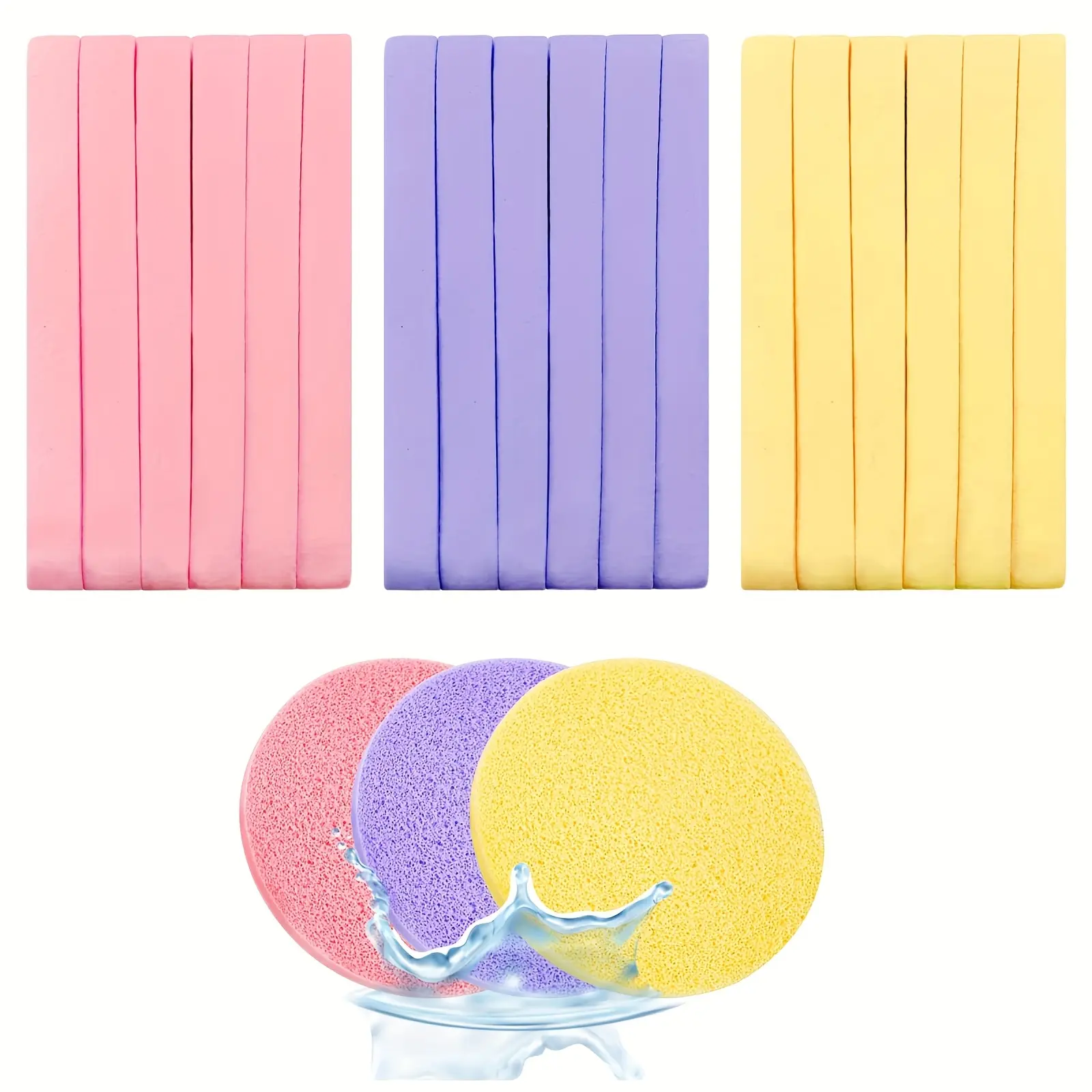 Natural Compressed Facial Cleansing Makeup Remover Sponge Pads for Women, Expandable Face Wash Sponges, 5 Packs X 60 Pieces, Ideal for Daily Skincare