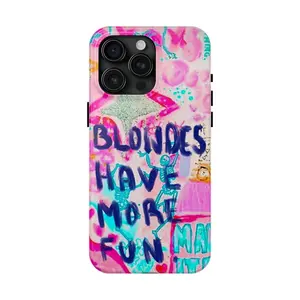 Blondes Have More Fun, shock-absorbing 2-in-1 mobile phone case, suitable for iPhone 17 16 15 14 13 12 11 X and other series models, can be given as a gift to friends or family Compatible with Samsung Galaxy S25