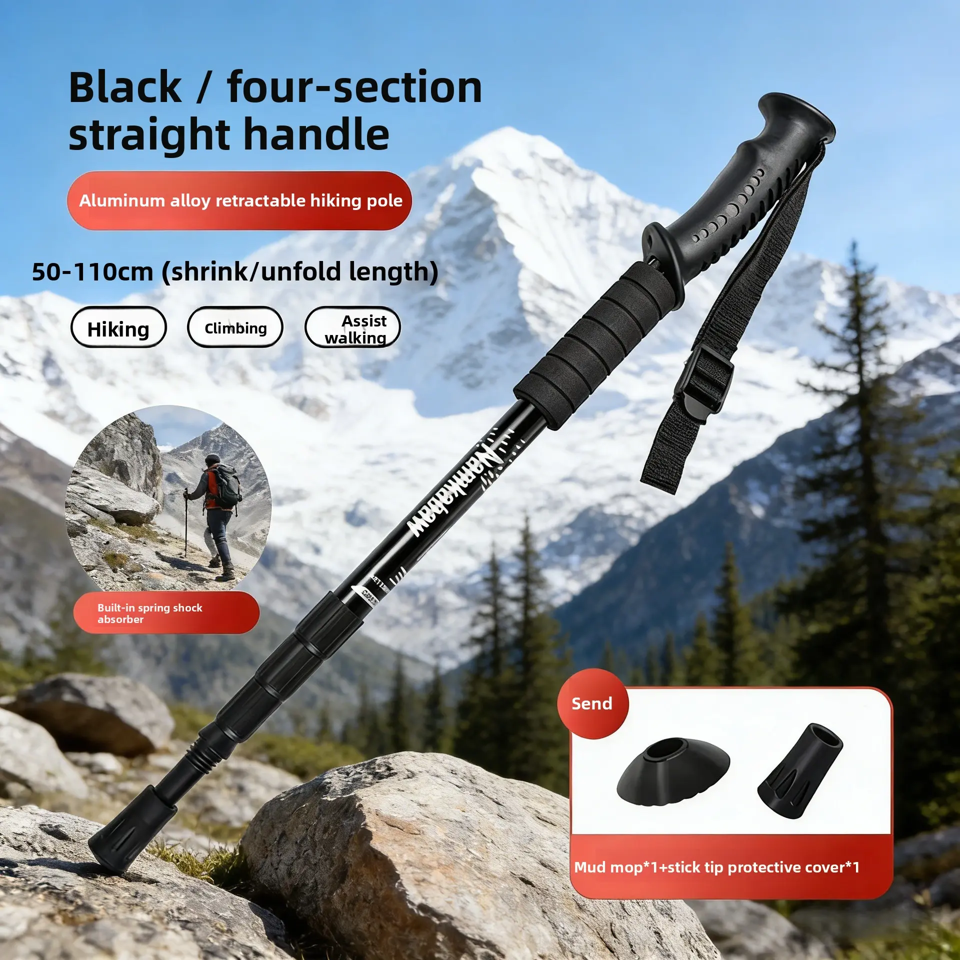 Hiking Cane Telescopic Rod Outdoor Cane Hiking Unisex Professional Anti-skid Mountaineering Cane Aluminum Alloy crutches Camping Cube Tent Conversion Kit Automatic Quick-Open Double-Layer Hiking Cane Telescopic Rod Outdoor Cane Hiking Unisex Professional Anti-skid Mountaineering Cane Aluminum Alloy crutches Camping Cube Tent Conversion Kit Automatic Quick-Open Double-Layer