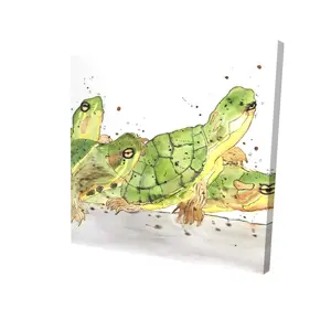 212 MAIN 24x24 in Small Aquatic Turtles Wall Print - Vibrant High Def Print with Turtle Patterns, Brown Nature Bedroom Decor Poster, Home Supplies for Aquatic Enthusiasts