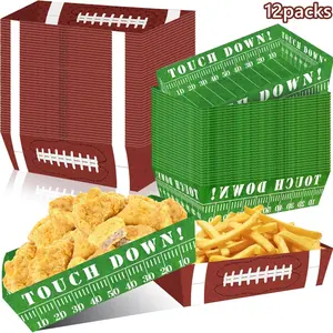 1 Set Football Party Favors & Supplies, Paper Food Tray, Disposable Serving Boats, Disposable Tableware, Perfect for Football Birthday Party & Superbowl Decor
