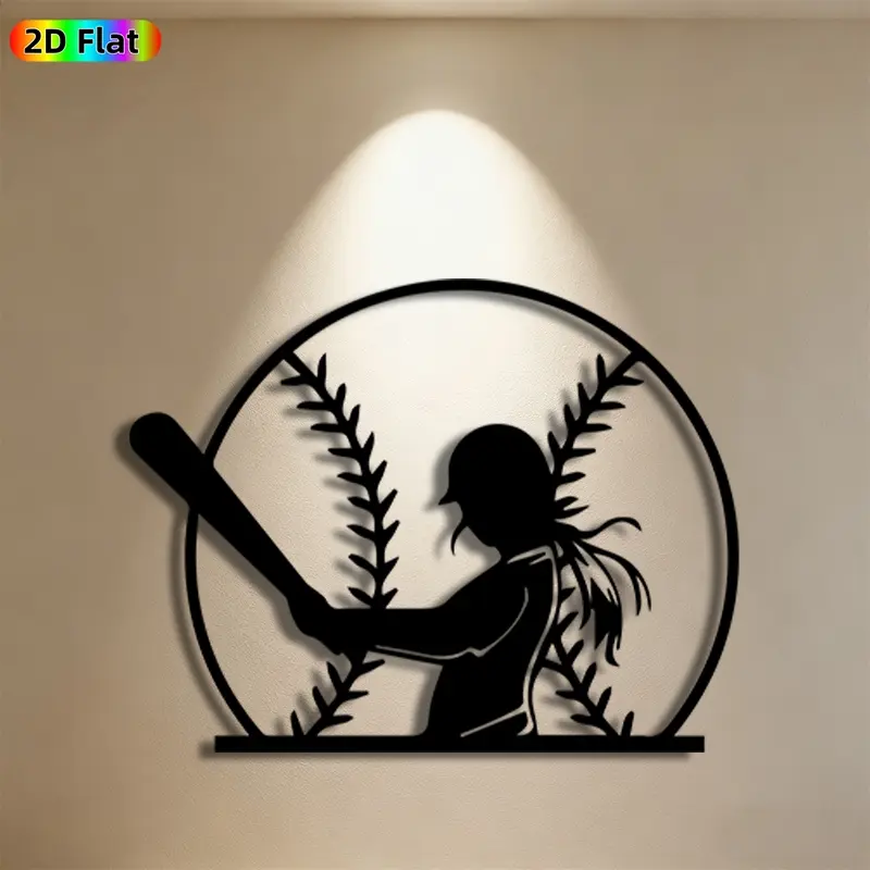 1pc Softball Player Metal Wall Art, Dynamic Softball Player Statue Mural, Ideal Gift for New Year, Easter, Softball Decor Enthusiasts, Weather-Resistant Metal Wall Decor , Perfect for Garage Wall & Backyard Fence, Vibrant Sports-Themed Wall Ornament