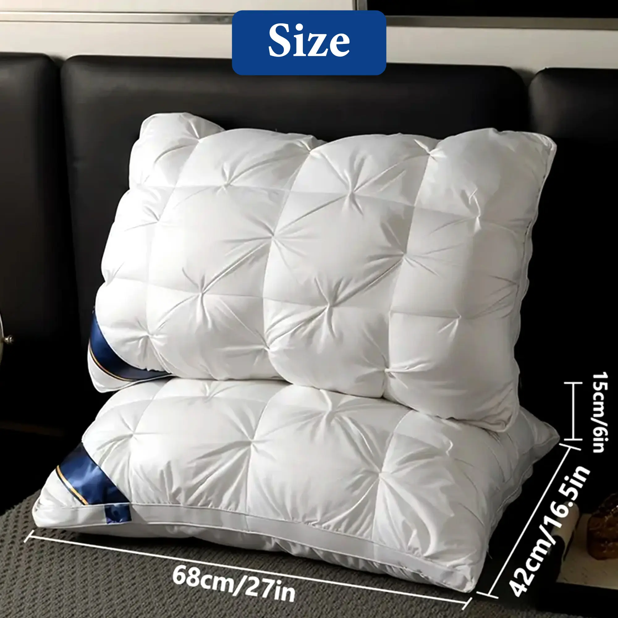 Raybee Queen Size Pillows Set of 2 - Luxury Hotel Quality Ergonomic Pillow Zip, Bedroom Decor, Breathable Bedding for Back Sleepers, Cool All Night, Molds to Sleep Pos, Zipper Height Tune, Machine Washable, White
