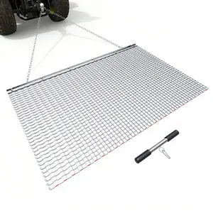 【DealsForYouDays】 VEVOR Drag Harrow, 5x 3 ft, High-Efficiency Chain Harrow Rake, ATVs UTVs Tractors Attachments, Durable Galvanized Steel Mesh Drag Mat with Towing Chain, for Gravel Driveway Ruts Farm Field Levelingdealsforyoudays