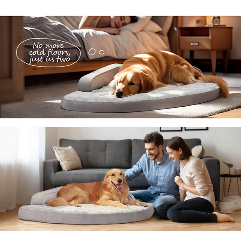 Large Dog Bed - XL Orthopedic Egg-Crate Memory Foam Dog Beds with Removable Washable Cover, Waterproof Pet Beds with Non-Slip Bottom, Grey