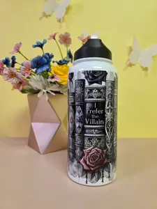 32 Ounce Water Bottle - Stainless Steel Drinkware | Gothic Book I Prefer the Villain