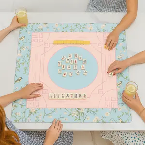 Mahjong Mat with Bird Motif | Personalized Name or Monogram Game Table Cover | Custom Mahj Table Cover