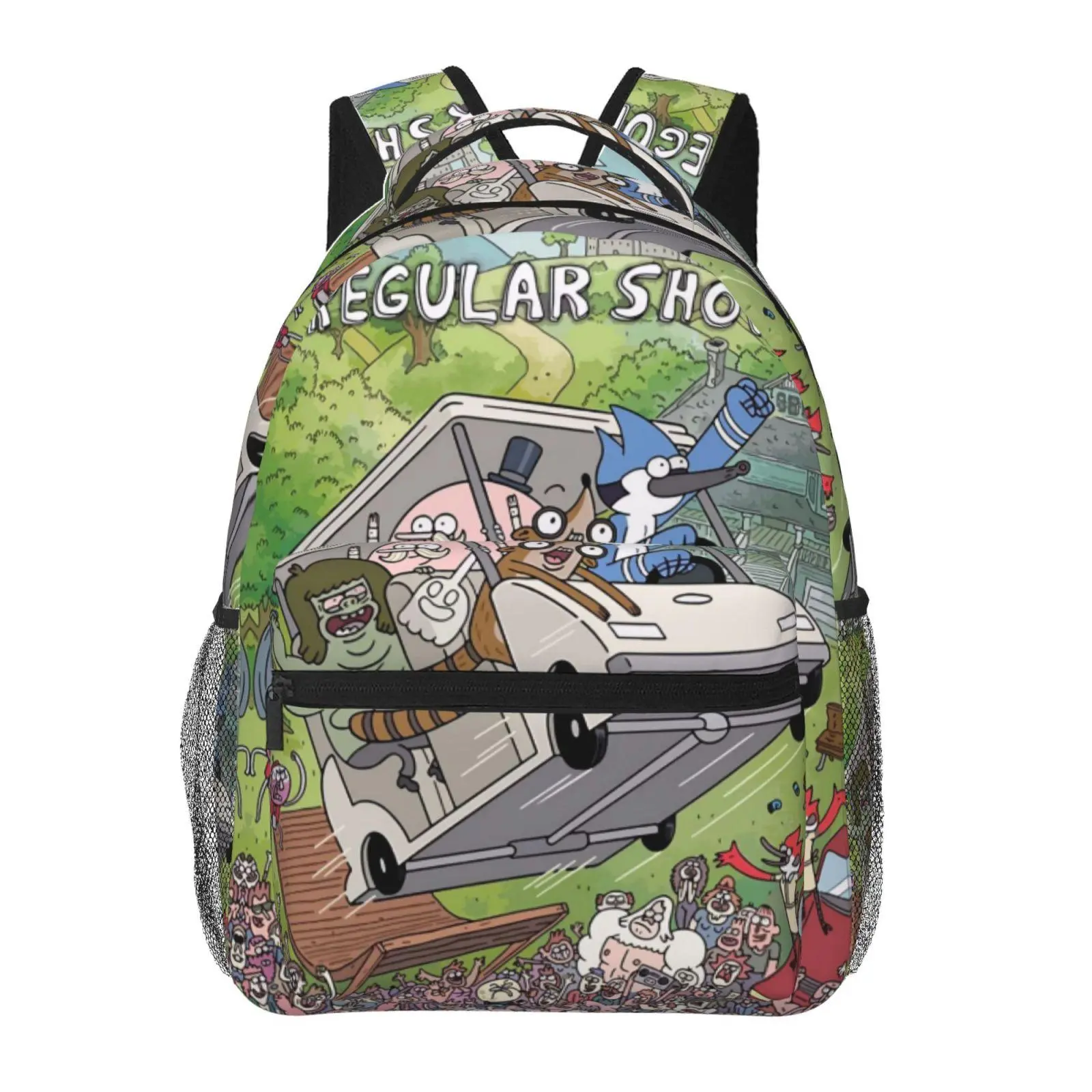 Mordecai (Regular Show) backpacks for school—large-capacity laptop daypacks with exquisite prints; durable casual Regular Show bookbags for campus and daily commutes; a gift for teen students.