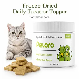 Peloro Freeze-Dried Cat Treats & Meal Topper, Egg Yolk Lecithin Bites for Skin & Coat Support, Grain-Free Indoor Cat Treat, 100g