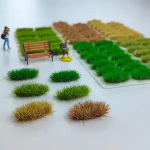 14pcs Oval Static Grass Clumps Artificial Terrain Vegetation, Model Railway Scenery, Train Layout, 3D Models, Military Strategy Games