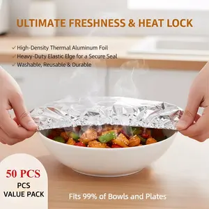 50pcs-Aluminum foil thermal insulation film dining table meal thermal insulation cover household aluminum foil plastic wrap cover kitchen fresh insulation