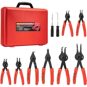 Snap Ring Pliers Set, 10 count Internal & External Retaining Ring Circlip C Clip Pliers, Heavy Duty Bent Straight Automotive Tools, Include Hook, Pick, and Storage Case