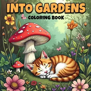 Into Gardens Coloring Book: Coloring Book Featuring Plants, Flowers and Cute Animals For Adults and Teens For Stress Relief, Relaxation and Creativity, Paperback