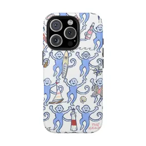 Eight beach resort style, nautical elements, and monkey pattern dual-layer protective case. Durable 2-in-1 case, compatible with iPhone 17/16/15/14/13/12/11 Pro Max/Plus/Pro, and Samsung Galaxy S25/S24/S23 Ultra series. Simple and stylish phone case.