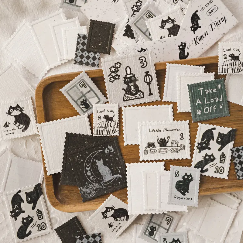 Retro Embossed Stamps Handbook - 6 Styles, 120 Embossed Stamps, Sticker Sheets, Office Stickers, DIY Decorative Supplies for Craft Projects