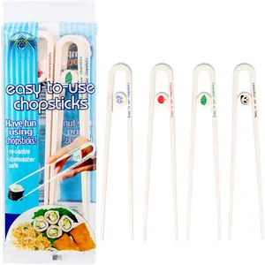 Easy-to-Use Chopsticks, Plastic Dishwasher Safe,  for All Ages, Parties, Stocking Stuffer, 4 Count