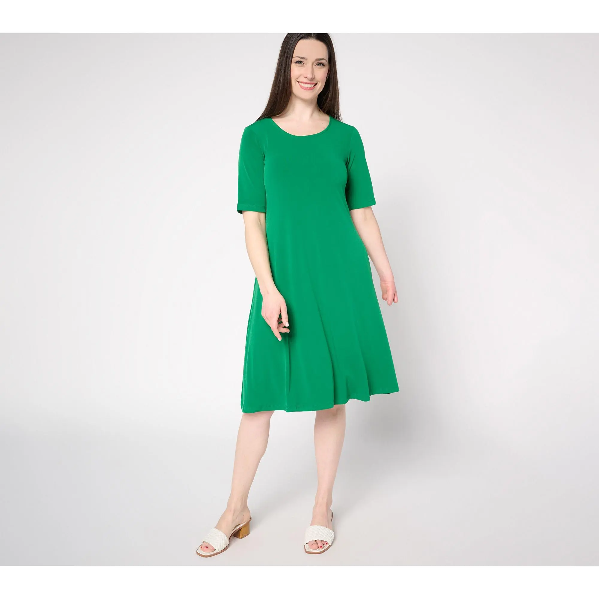 Susan Graver Petite Liquid Knit Fit & Flare Dress
