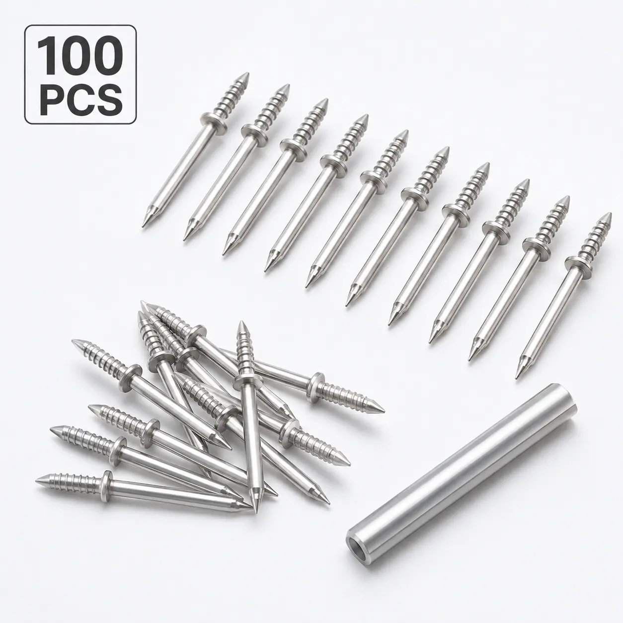 100-Piece Sturdy Steel Invisible Double-Head Trim Nails, Damage-Free Fast Installation Kit for Wall Panels, Baseboard, Decorative Strips