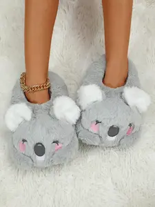 Women's Cartoon Koala Design Cute House Slippers Indoor for Galentineday Gift, Plush Bedroom Valentine's Cozy Fuzzy Slippers, Funny Novelty Fluffy Warm Slippers for Fall & Winter, Black Friday Deal for Girls, Wife, Footwear, Fuzzy House Shoes