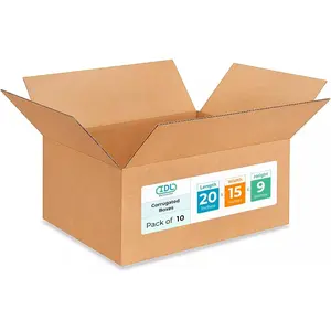 Large Moving & Shipping Boxes 20x15x9 inches (10-Pack) - Extra Strength 200 lb vs Regular - Corrugated Boxes for Packaging Moving Stuff - Large Box for USPS, FedEx - Moving Box by IDL Packaging