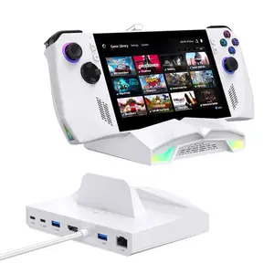 QWIIZLAB RGB Docking Station for ROG Ally X/ROG Ally/Steam Deck/Switch, 4K HDMI, 100W PD, 2.5G Ethernet, 10Gbps USB-C 3.2, USB-A 3.0