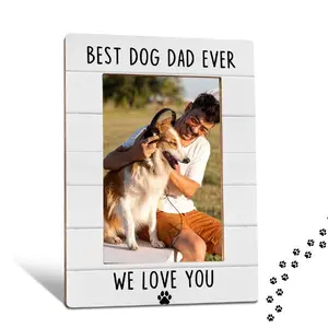 Dog Dad Picture Frame 4x6 – Father’s Day Gifts for Dog Dad, Wooden Pet Lover Photo Frame for Desk/Table, Unique Dog Father Gifts from Pet Lovers, Home Office Decor Picture Frame