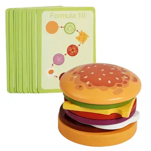 Wooden Cheeseburger Sandwich Toy Food, Kids Role Play Kitchen Props, Play Kitchen Accessories, Decorative Photography Aid, Realistic Food Toys for Children