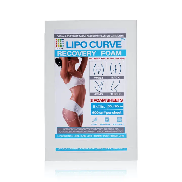 Lipo Curve Recovery Foam Pads - Contoured Inserts for Even Pressure Distribution in Compression Garments - 3 Sheets 600cm² per Sheet