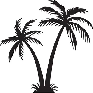 Palm Tree Tropical  (Black) (Set of ) Premium Waterproof Vinyl Decal Stickers for Laptop Phone Accessory Helmet Car Window Bumper Mug Tuber Cup Door Wall Decoration