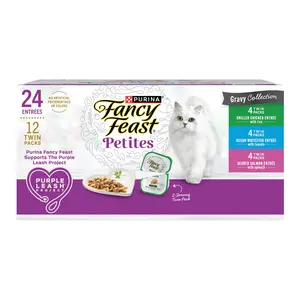 Purina Fancy Feast Petites Kitten Food, Wet Cat Food, Gravy Collections, 24 Entrees, 1.4 oz Tubs (12 Pack)